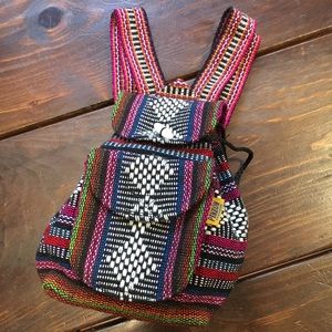 Mini Backpack Woven Rainbow Pattern - New